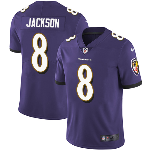 Nike Ravens #8 Lamar Jackson Purple Team Color Men's Stitched NFL Vapor Untouchable Limited Jersey